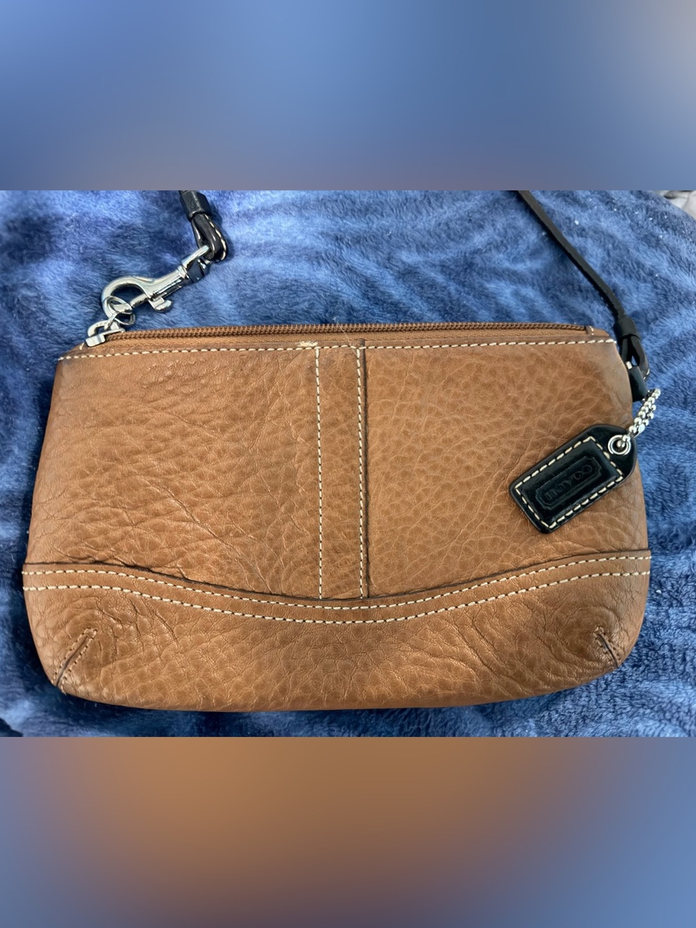 Coach Brown Pebbled Leather Wristlet Clutch